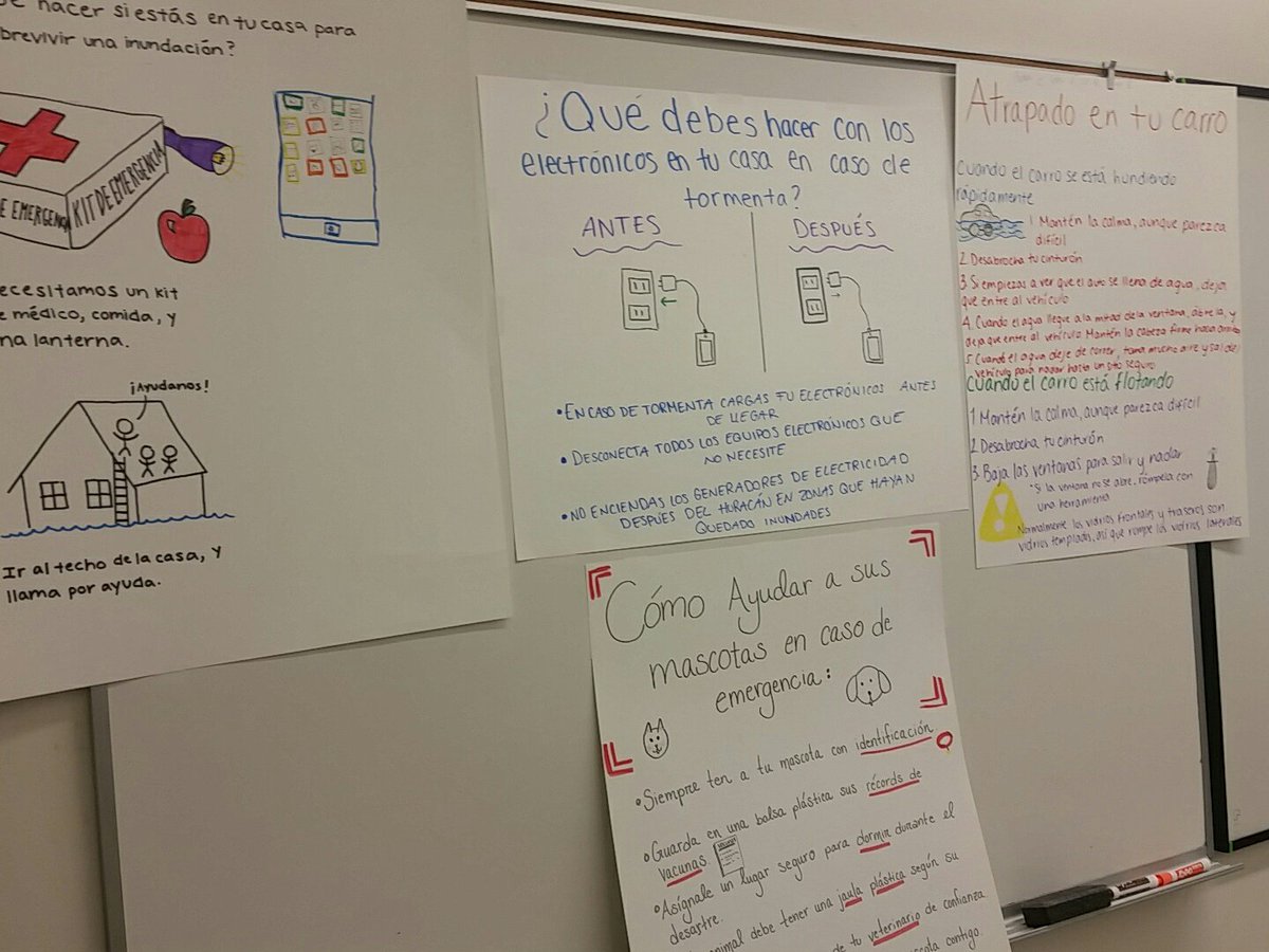 amystarnaud's tweet photo. Spanish 5 kids made info graphics about how to survive a hurricane. #proficency #grammarbyinvitation https://t.co/XUPx9BsOiz