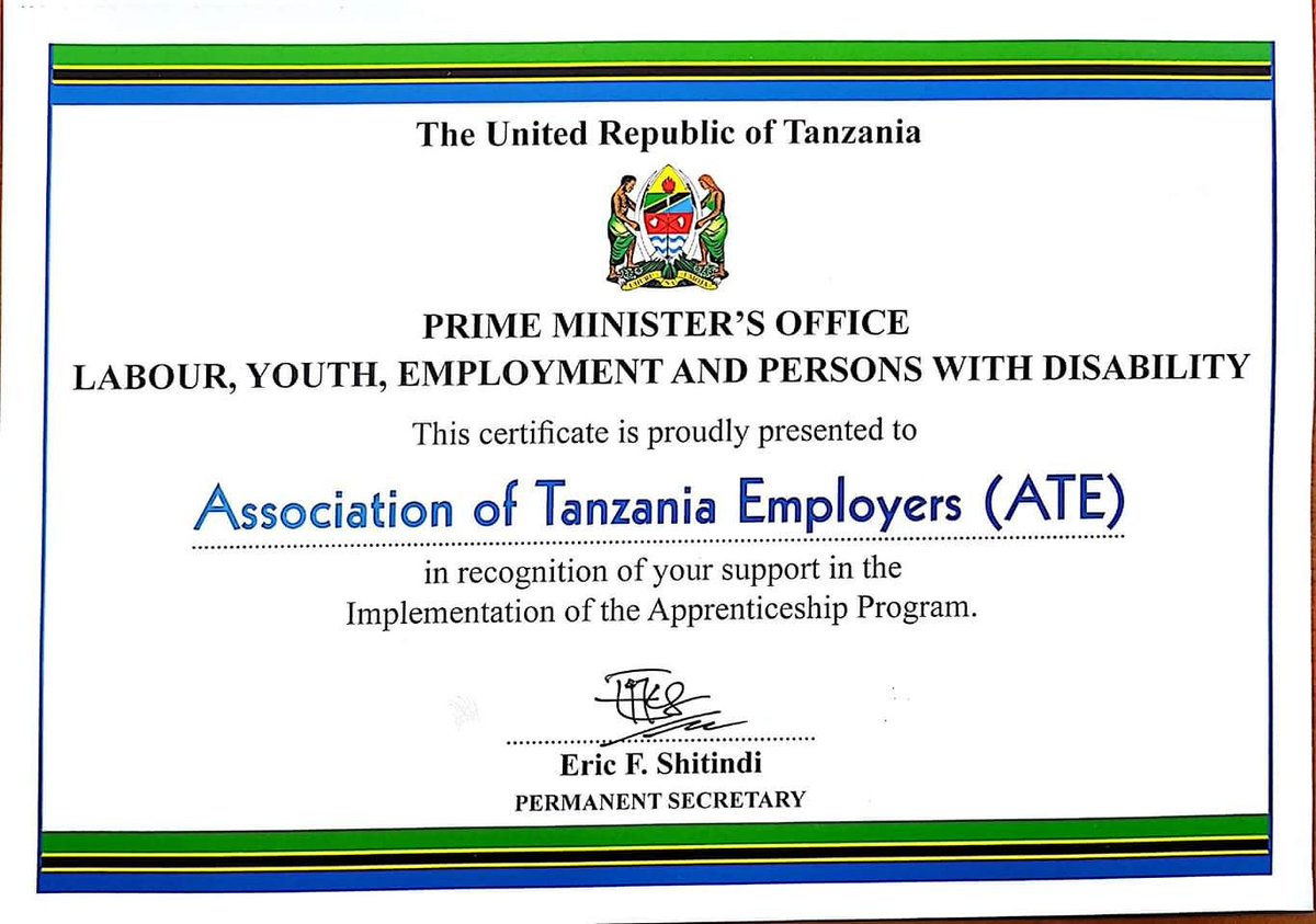 ATE_Tanzania's tweet photo. Recognition from the #government
#Apprenticeship @GanTanzania
#skills4youth @ILO_EASTAFRICA @anthonymavunde https://t.co/wtQt72OUH0