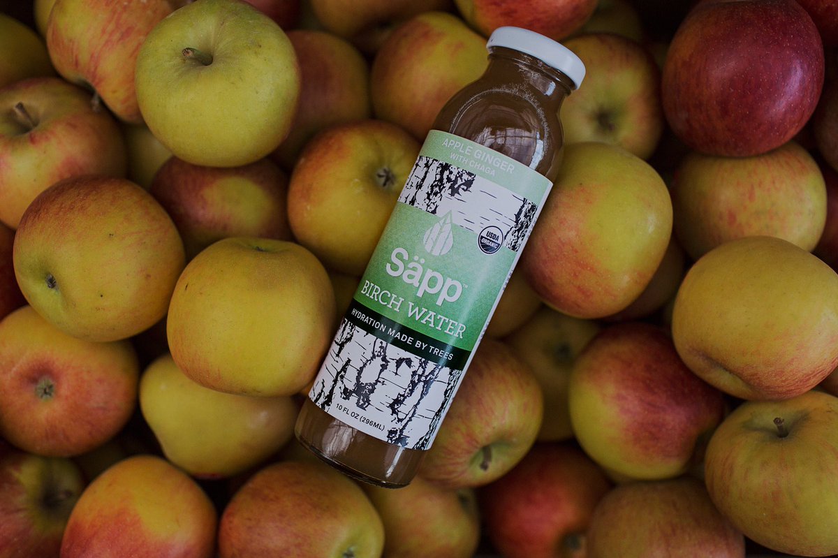 SappLife's tweet photo. Introducing 1 of 2 new infusions: Apple Ginger with Chaga, made w/ #adaptogenic #chaga harvested from birch trees. #birchwater #sapplife https://t.co/NR6EMuv0vQ