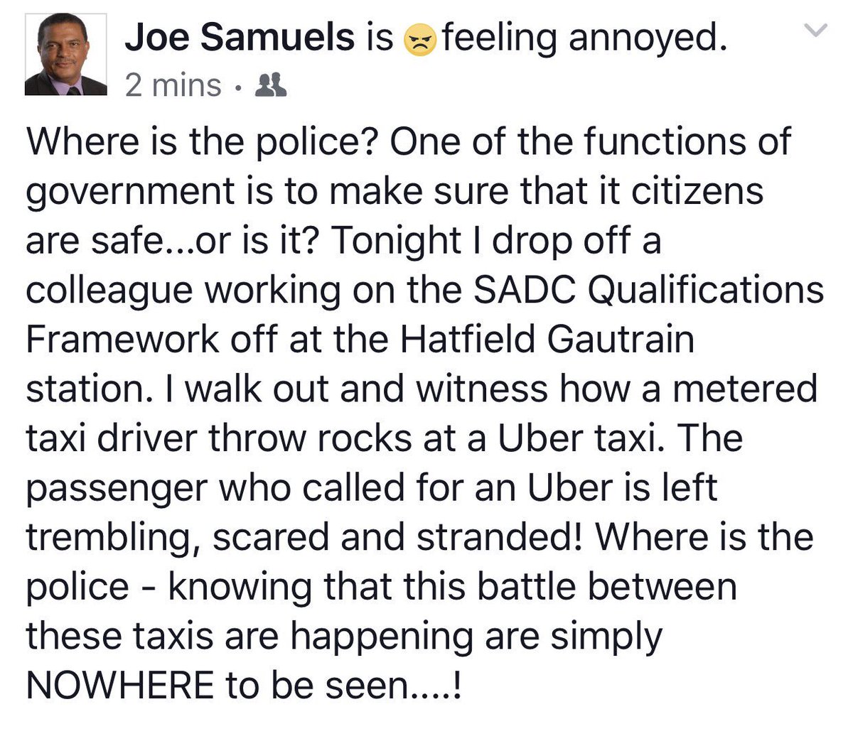Abramjee's tweet photo. #TaxiWar #Uber #MeteredTaxis @GP_CommSafety @MbalulaFikile @ismailvadi @GautengProvince @David_Makhura https://t.co/bTd8FjVTZJ