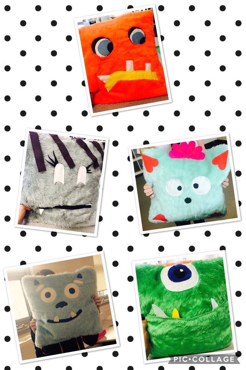 DHSFifeHomeEc's tweet image. Monster cushions finished in Handbags and Gladrags today #seniorelectives #textileskills