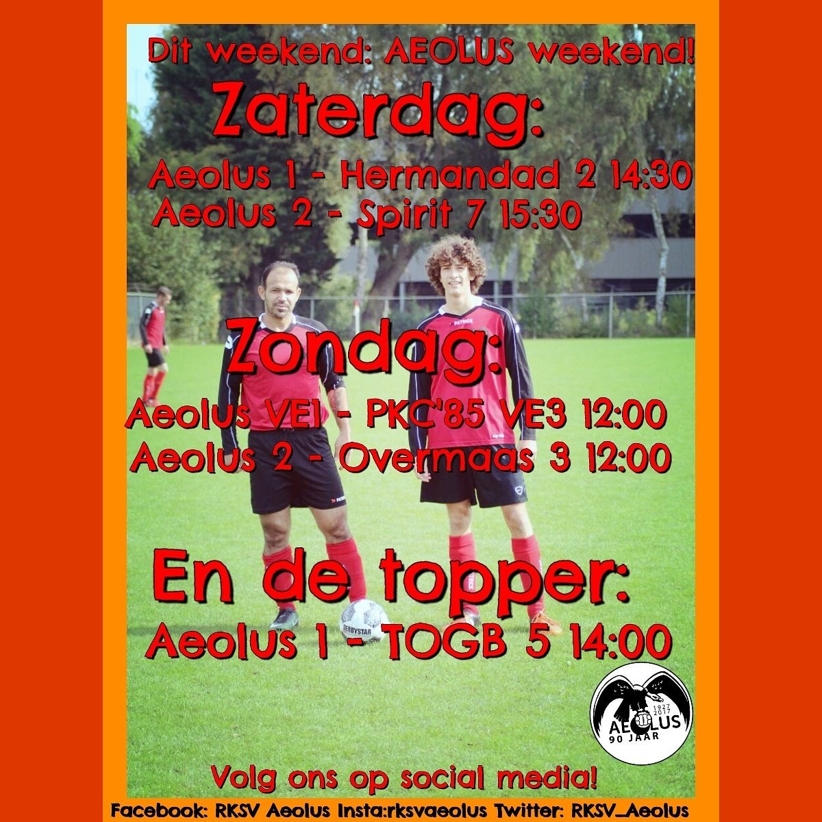 DIT WEEKEND: AEOLUS WEEKEND!
Alles speelt thuis en dat betekent gekkehuis. #WeAreAeolus #WijZijnDeMannen #SportparkOosterflank #Rotterdam