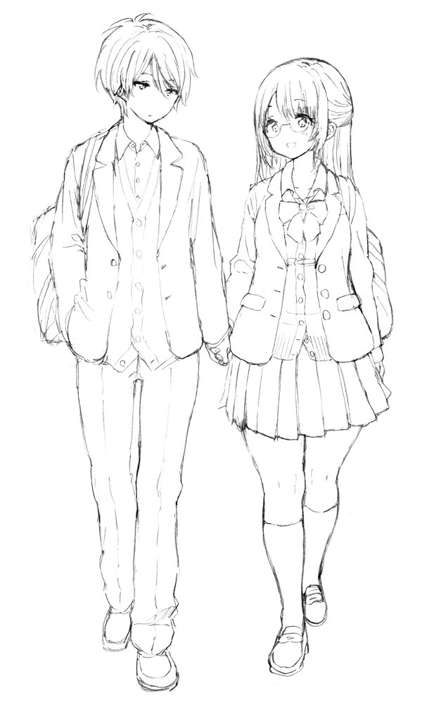 創作まんがのキャラの唯くんとめいちゃん。なかよく下校したり、手ふってくれたり、バイトしてたり、テンション高いとこんなかんじ 