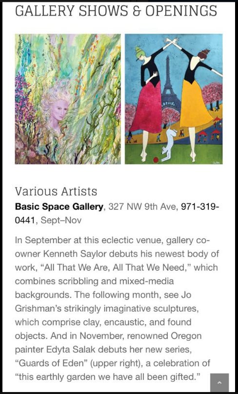EdytasFriends's tweet photo. Coming soon! My solo show at the wonderful #basicspacegallery in beautiful Portland Oregon. #Pearlartsdistrict #artmagazine #events #ad https://t.co/kEnQWHAbNe