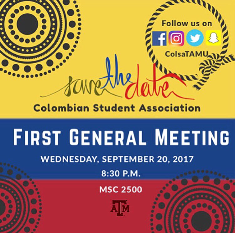 Colsatamu's tweet photo. Hola a todos! No se les olvide que nuestra primera reunión es este Miércoles 20 de Septiembre a las 8:30p.m. en MSC 2500! Los esperamos! https://t.co/0aJuPFGEIq