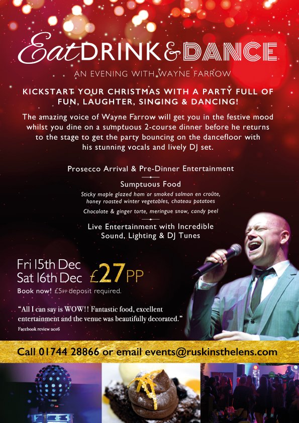 Christmas Party Nights 15 &amp; 16 Dec. Amazing Food, Top Entertainment. Perfect works night out £27pp #sthelenshour