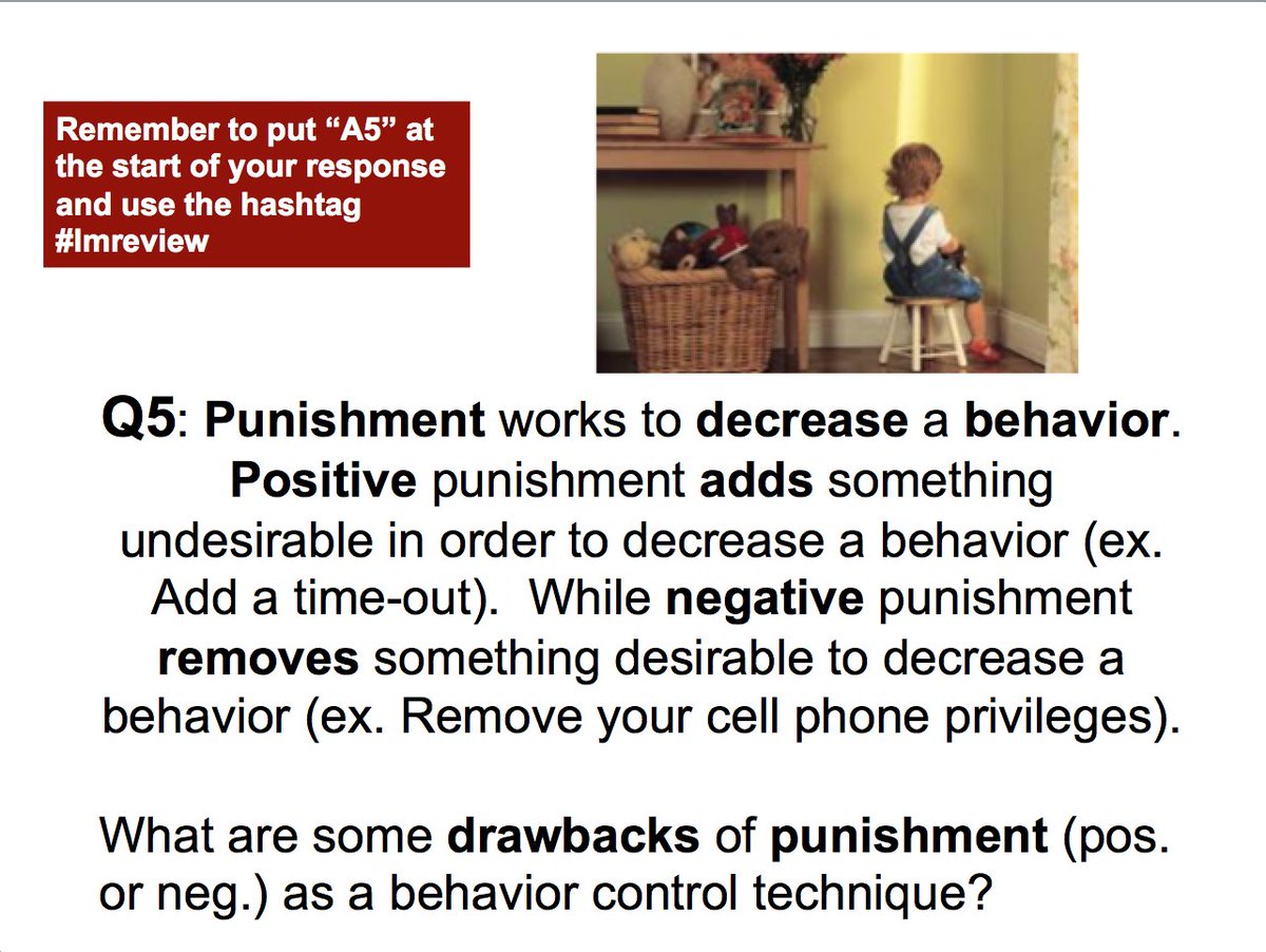 missSmead's tweet photo. Q5: What are the benefits and drawbacks of punishment? #lmreview https://t.co/5HddasEFwC