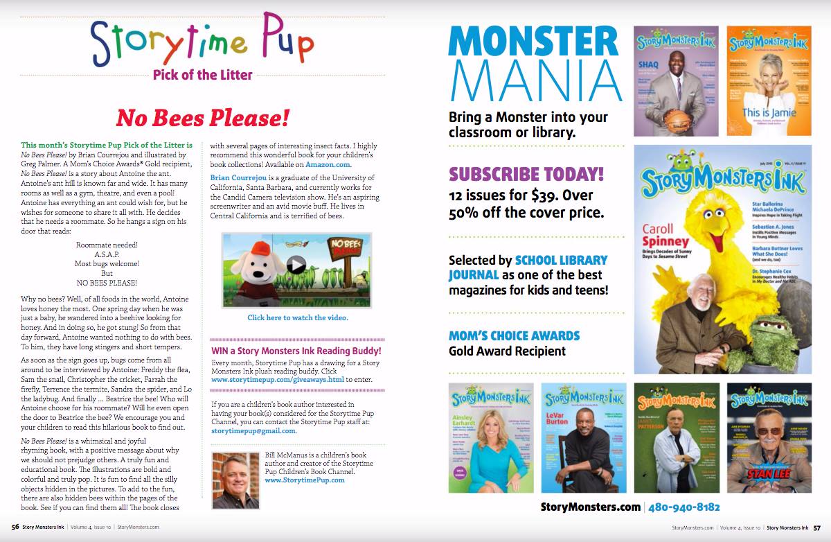 AntoineTheAnt's tweet photo. #NoBeesPlease is the @StorytimePup "Pick Of The Litter" in this month's issue of @StoryMonsters Ink Magazine! Check it out! https://t.co/67ssQT2L79
