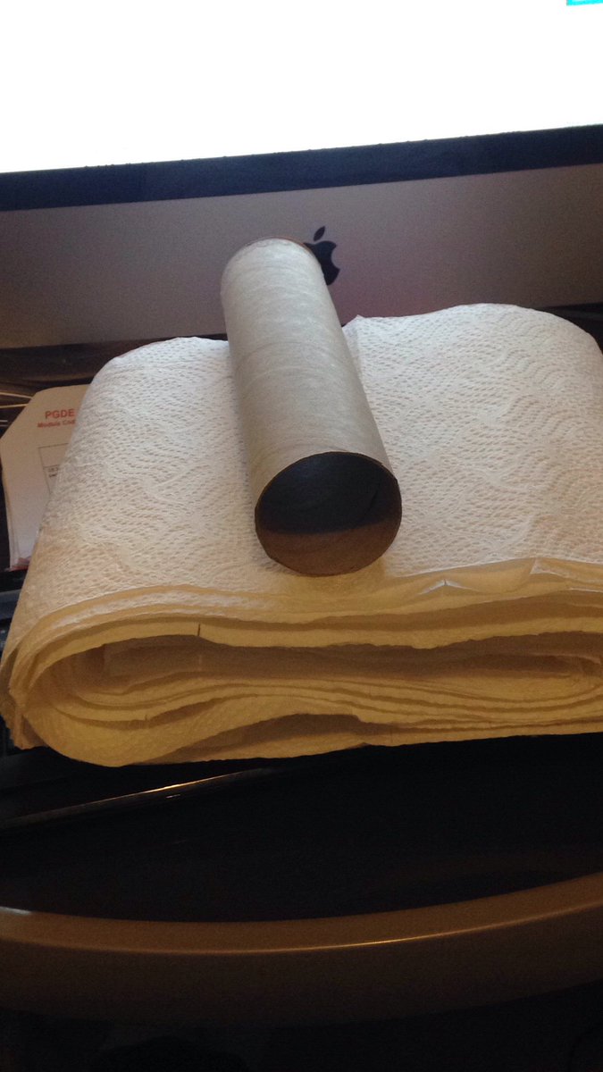 D_I_Innes's tweet photo. #studentTeacherProblems. The kitchen roll is now flat and doesn't fit on the holder as I needed the tube! Sorry dad! #strathPGDE https://t.co/RPaj2s5juB