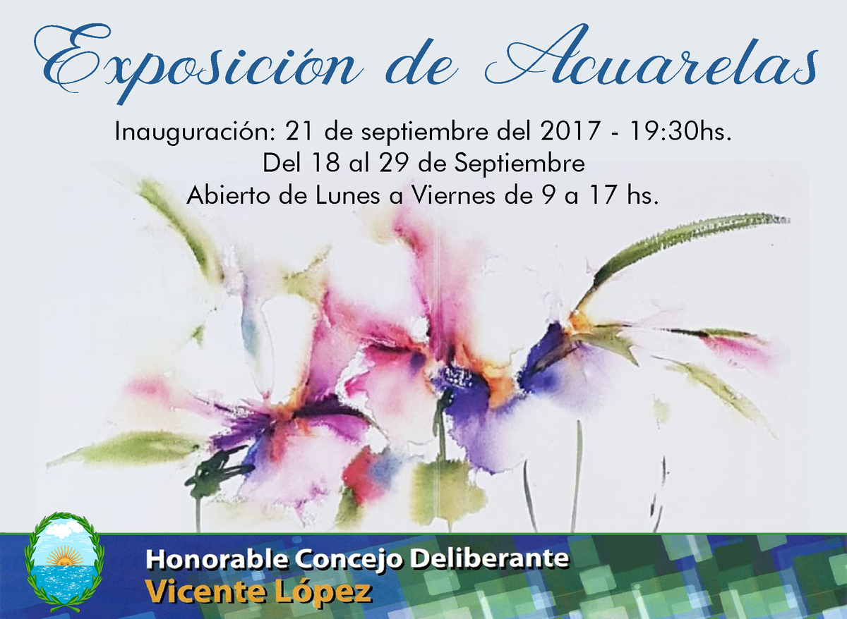 HcdVLopez's tweet photo. #EposiciónDeAcuarelas en el #HCD
Podes visitarla desde el 18 al 29 de Septiembre, de 9 a 17 hs, en Maipú 2502
Te esperamos. https://t.co/0QrrABeILi