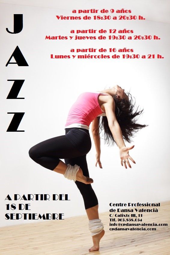 CPDansaValencia's tweet photo. Esta semana empiezan las clases de Jazz a cargo de Sandra Bataller. 
Os esperamos!!! https://t.co/maL9V9eCJU