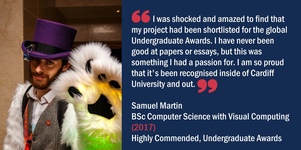 StudentlifeCU's tweet image. Well done to Samuel Martin a @CompScienceCU #CardiffGrad who has been highly commended in this year's @UndergradAward #WeAreInternational 🎉
