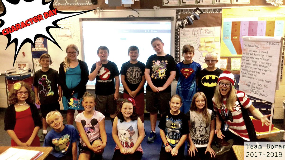 TeamDoran4's tweet photo. Hmm... There's a whole bunch of characters in my classroom today! #SPIRITweek #HappyGSD #WheresMRSDoran https://t.co/737k3ml6cD