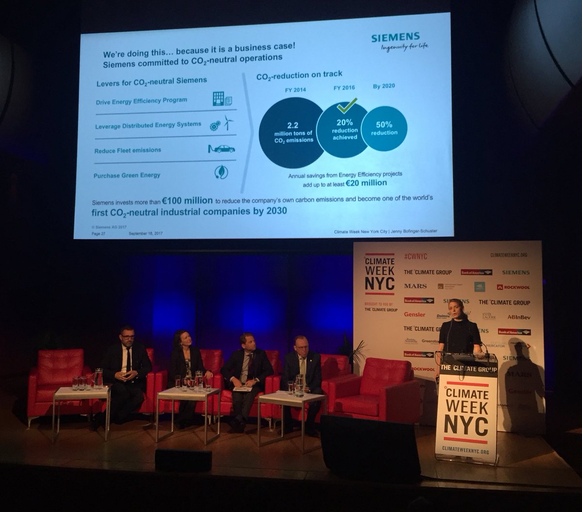 DoretheN's tweet photo. We're doing this... corporate action to CO2 neutral society #cwnyc @novonordisktbl @Siemens https://t.co/ACqFpnjQRM