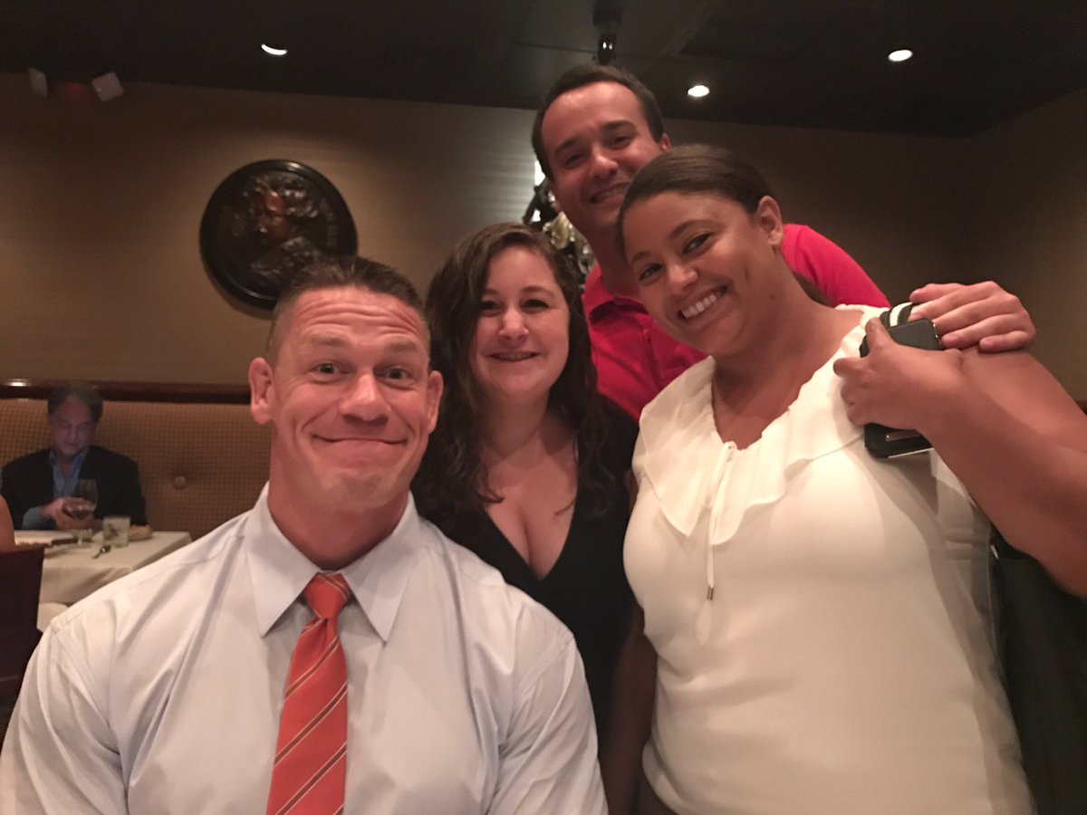 KristenMcIntosh's tweet photo. Hey @JohnCena! We met at @bernssteakhouse the night of the FL Bar. My friends @robmichael_  @steiner_marissa and I passed! #NeverGiveUp https://t.co/hNdwFhvx5c