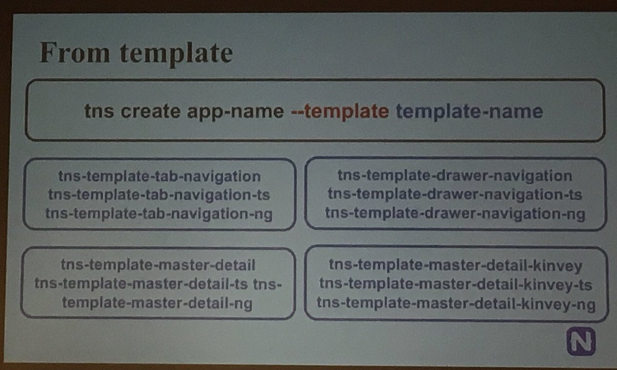 anilkumarkvn's tweet photo. Cool CLI commands for NativeScript using dissimilar templates #nsdevdays https://t.co/GEIDpV2eM4
