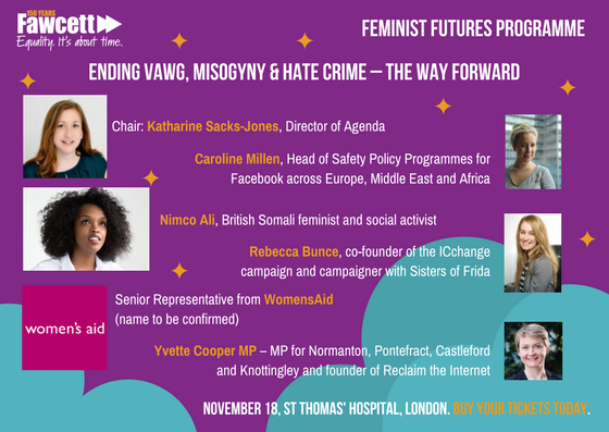 Our star line-up for #FeministFutures so far. Get your ticket today to hear from these inspiring campaigners &amp; more: fawcettsociety.org.uk/Event/fawcett-…