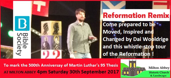 DioSalisbury's tweet photo. The #ReformationRemix is coming to Milton Abbey Church! Free show, Saturday 30 September, 4pm. Flyer here: https://t.co/ycx36ird9L #Dorset https://t.co/qCoiYiAmeq
