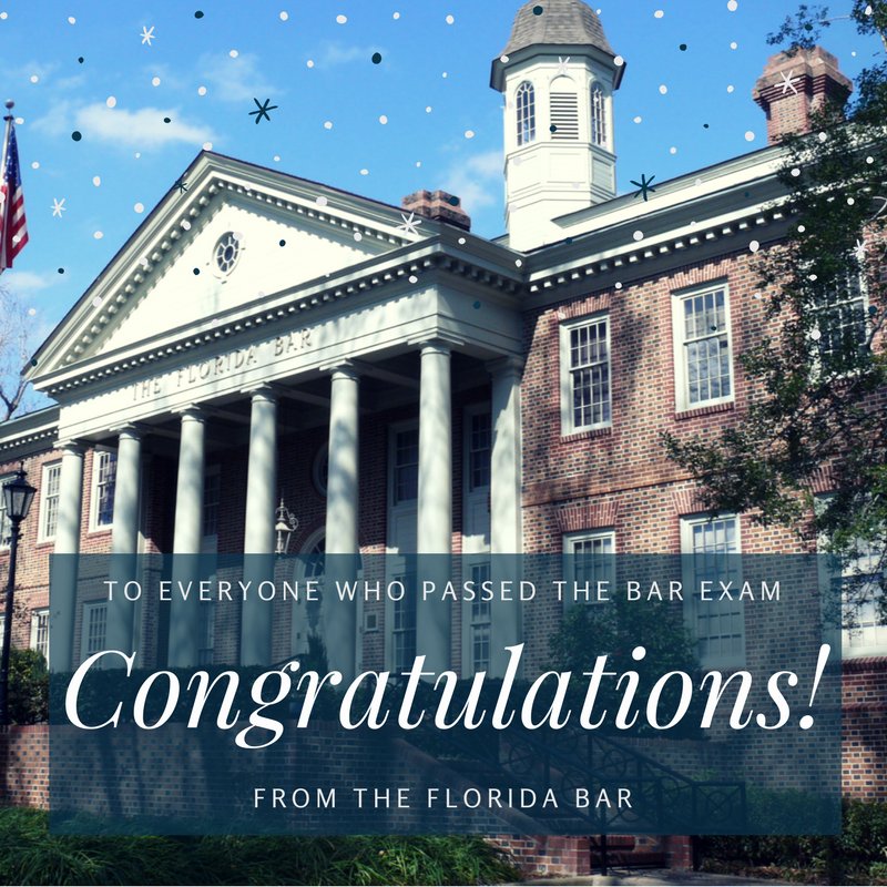 TheFlaBar's tweet photo. Today is a BIG day for all those FL #lawschool students who passed the Florida #BarExam. 

Congrats - and best of luck in the years ahead! 👊 https://t.co/TeYfXkBs61