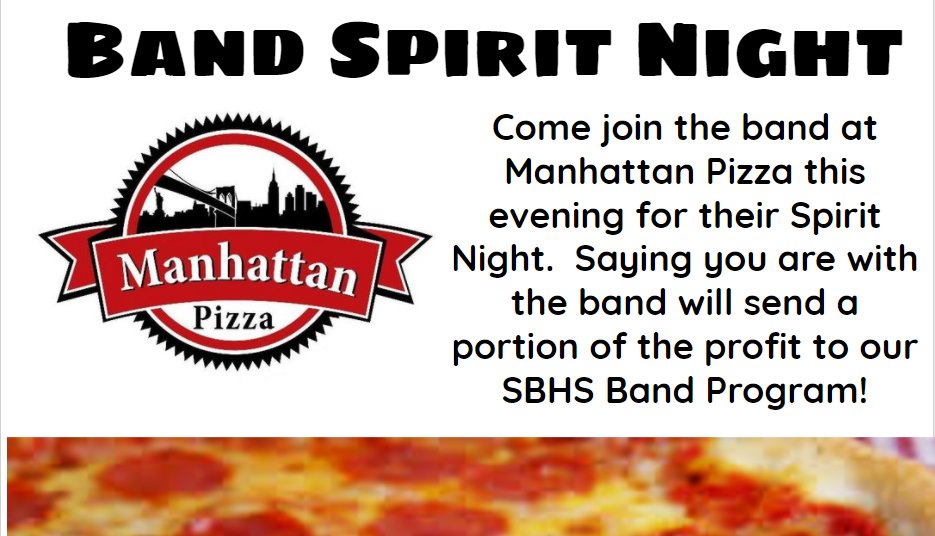 See you for pizza tonight at <a href="/manhattanpizzaA/">Manhattan Pizza and Pasta</a> !  Tell them you're with the band!