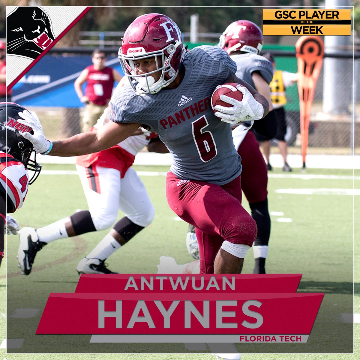 GulfSouth's tweet photo. #GSCFB Offensive Player of the Week: Antwuan Haynes, @GoFITPanthers https://t.co/o6ctb3K1ow