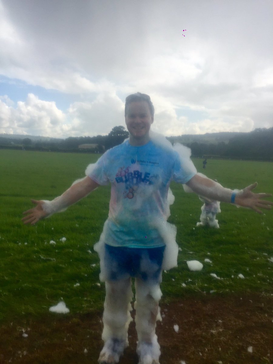 Toneandcontrol's tweet photo. Awesome fun at the St. Peter hospice bubble run... trouble is I now look like shrek! #stpetershospice https://t.co/tnajuLDqw5