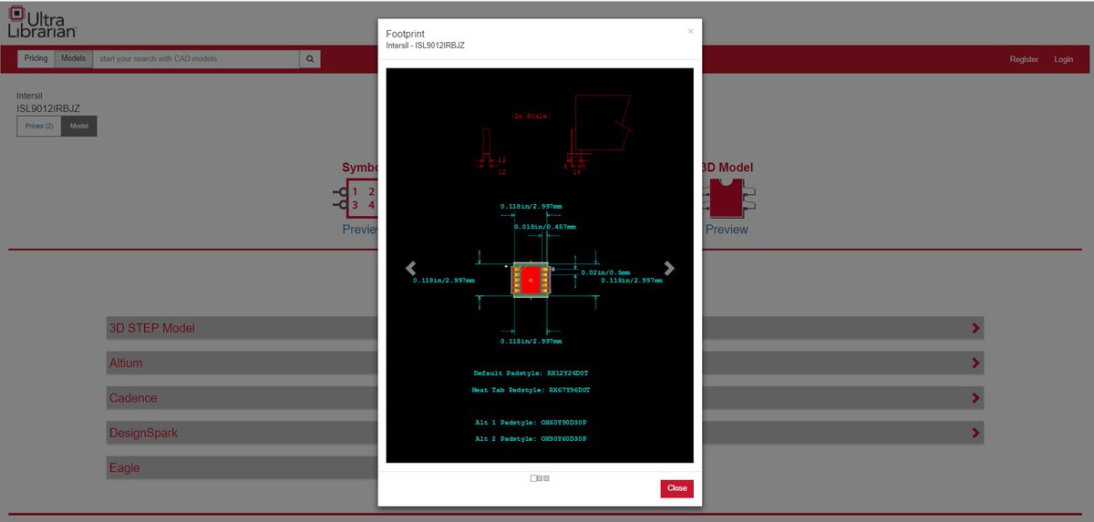 ULParts's tweet image. We've recently added #schematicsymbols, #PCBfootprints, and 3D #STEPmodels for @Intersil ISL9012 parts #CADModels okt.to/fdD1yu