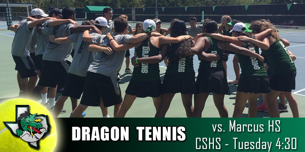 Carrollisd's tweet photo. Tomorrow is the Grill Out Match against Marcus HS for the @SLCTennis team. Come out and enjoy a free hot dog and some tennis.  Starts at 4! https://t.co/lxcTWE85Vu