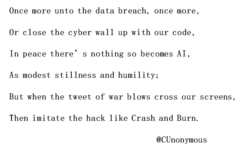 CUnonymous's tweet image. Do we need more #hackers4good ? #Shakespeare plus #90sMovies #EquifaxBreach