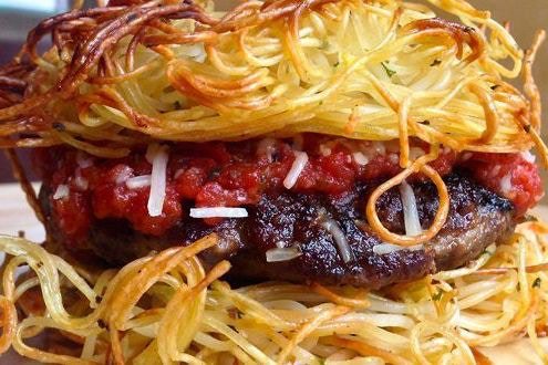 PastaisLoveBook's tweet photo. National Cheeseburger Day is the perfect time to mix things up. How about a Pasta Burger instead? Followed, of course, by a nap! #burgers https://t.co/IroZPQ1pK0