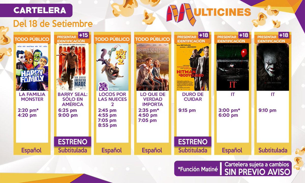 MulticinesLib's tweet photo. Nuestra cartelera para hoy #lunesdeprecioespecial.
🍿🍿 https://t.co/CdFgNtPd9Y