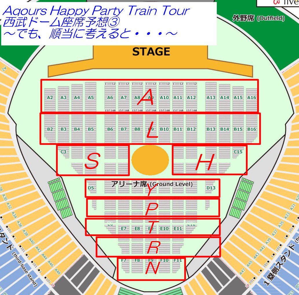 雑談 埼玉アリーナ席の配置どうなってんだこれ 自分の席がどこか全くわからないんだが Aqours 2ndライブ Aqours Punch ラブライブ サンシャイン 情報サイト