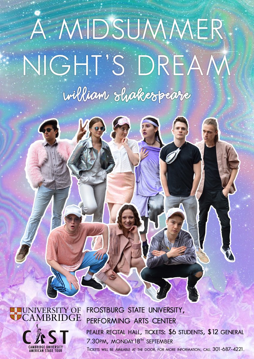 EnglishFSU's tweet image. It's finally here! Come see the Cambridge American Stage Tour perform A Midsummer Night's Dream, tonight, 7:30 at the Performing Arts Center