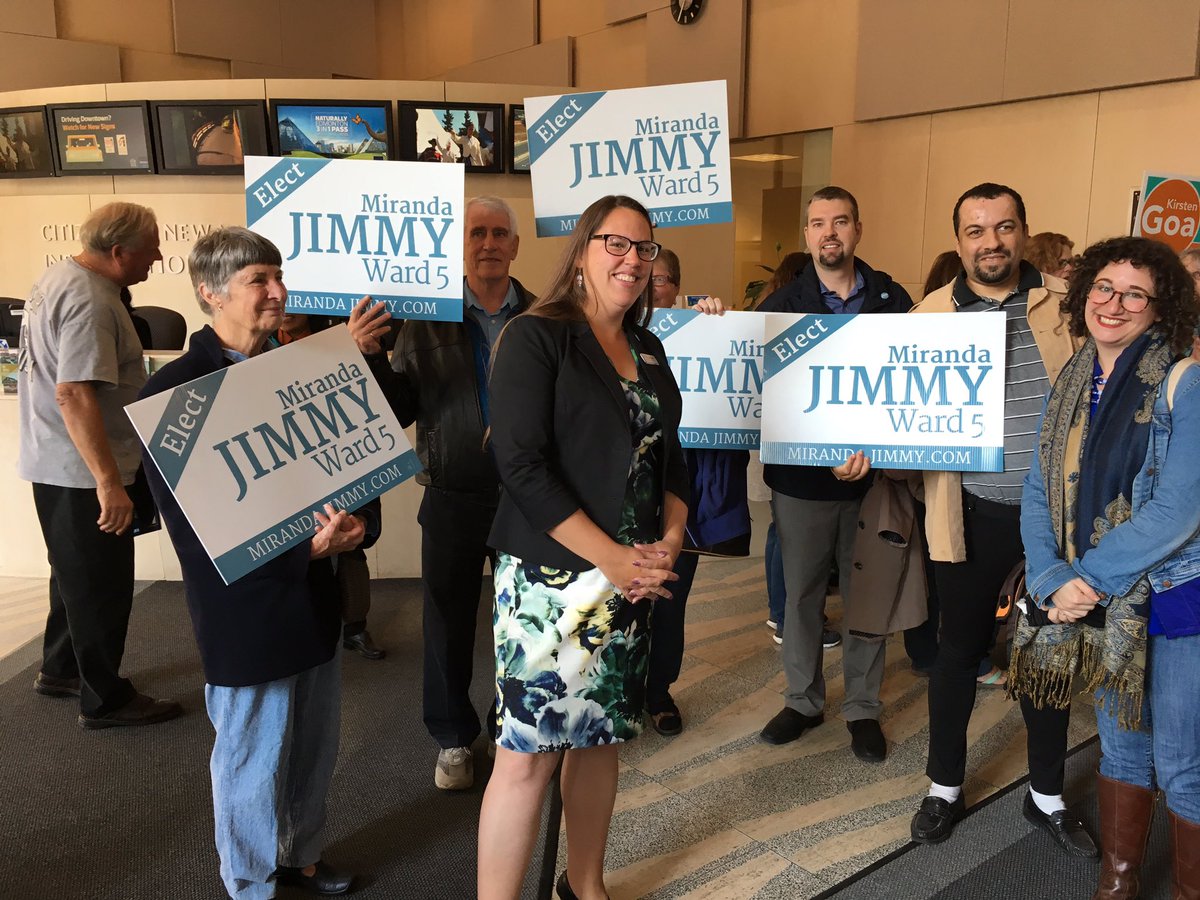 JurisGraney's tweet photo. Ward 5 candidate Miranda Jimmy says she's personally knocked on 9,000 doors in 10 neighbourhoods. That's a lot of doors #Yegcc https://t.co/CHInxJB3YE