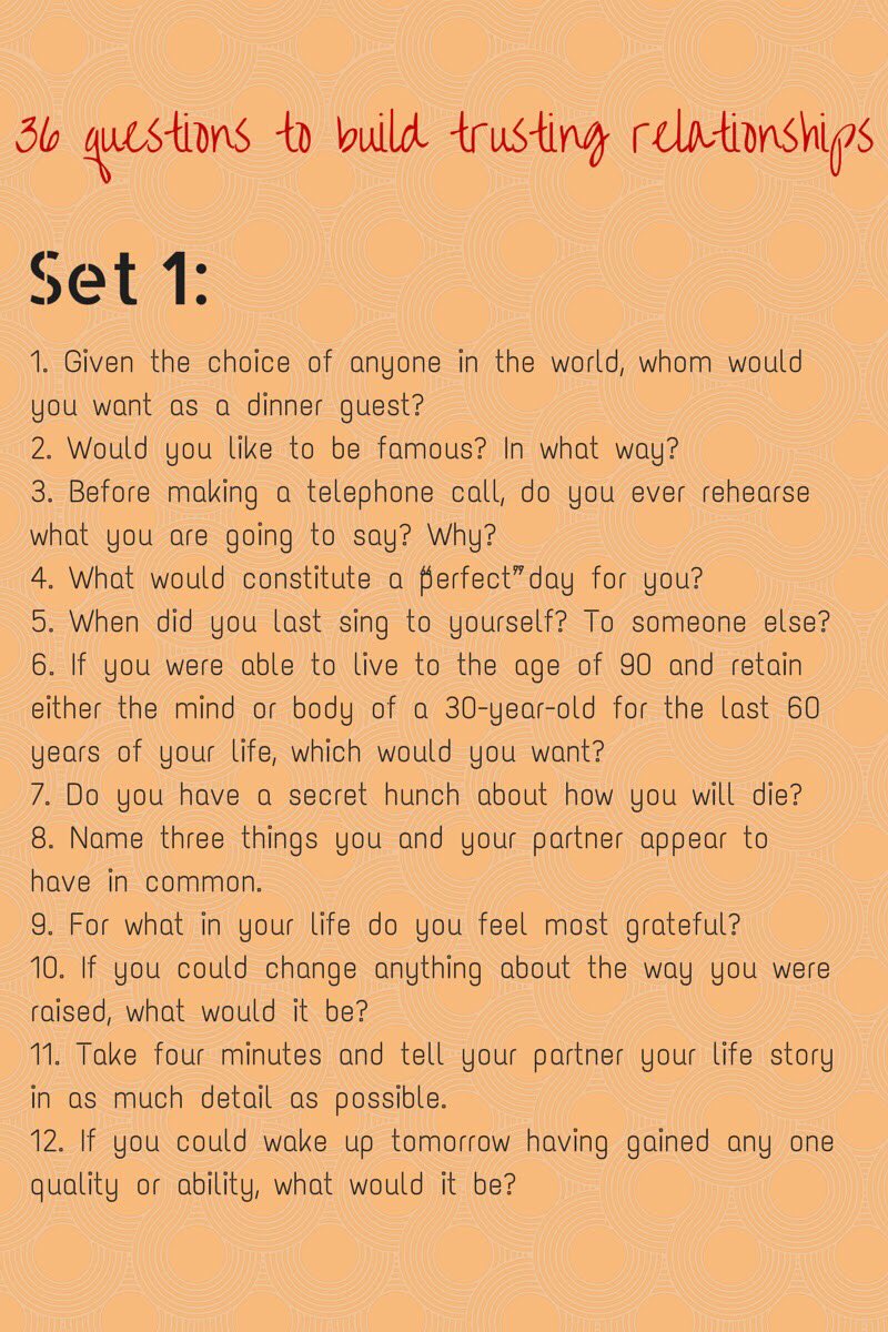 Sara Hopkins Ayala On Twitter Also The 36 Questions Are
