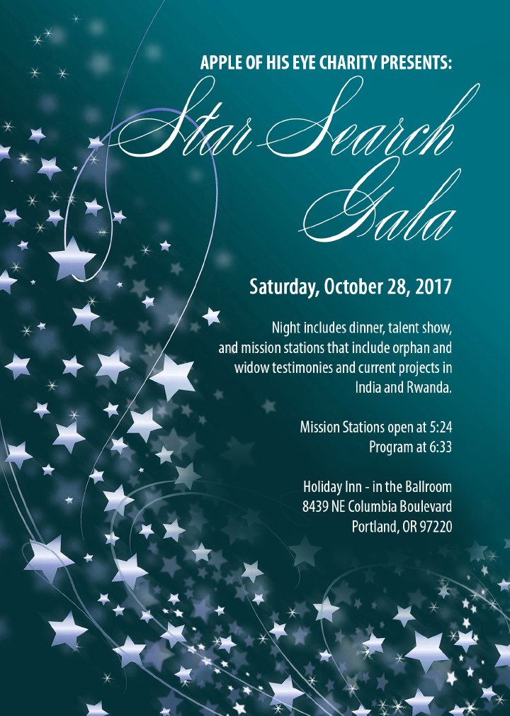 AppleHisEye's tweet photo. JOIN US in October for the STAR GALA! We'll raise funds to continue our work in India and Rwanda. #charity #gresham #oregon #portland #help https://t.co/B8zhHtv9pD