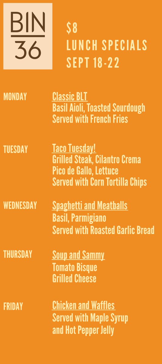BIN36's tweet photo. iStart your week right with our BLT! All lunch specials, all week, all $8. #nosaddesklunch #bin36 #westloopdining #chicago4lunch https://t.co/E9RUOuTSxl