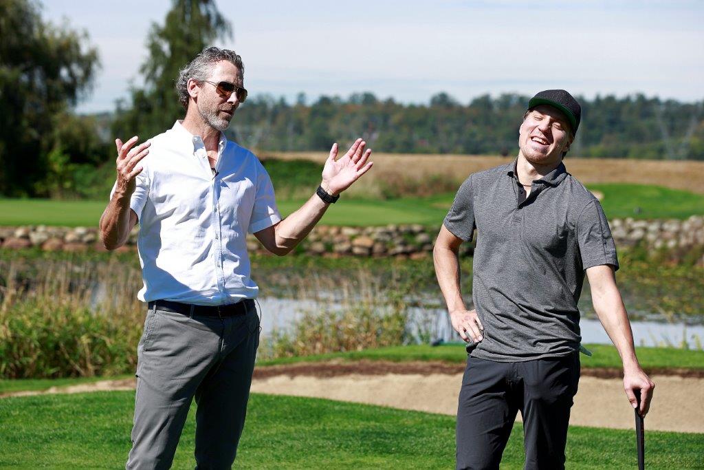 Canucksforkids's tweet photo. Last week at the #TheJake17, Trevor &amp; Travis cruised the course and harassed our golfers. Check it out --> https://t.co/Q5o4jhiGOw https://t.co/s7azKGnMId