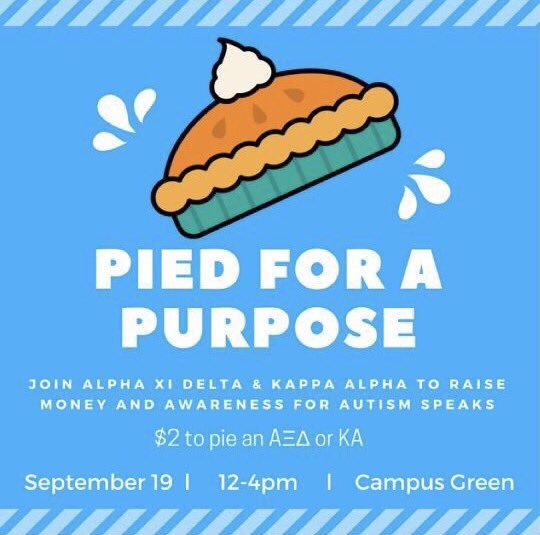 MitchFeathers's tweet photo. Please come pie me tomorrow on the green from 12-4. It's $2. You get to throw a pie. AND it's for a good cause. https://t.co/CHJLZtVQgl