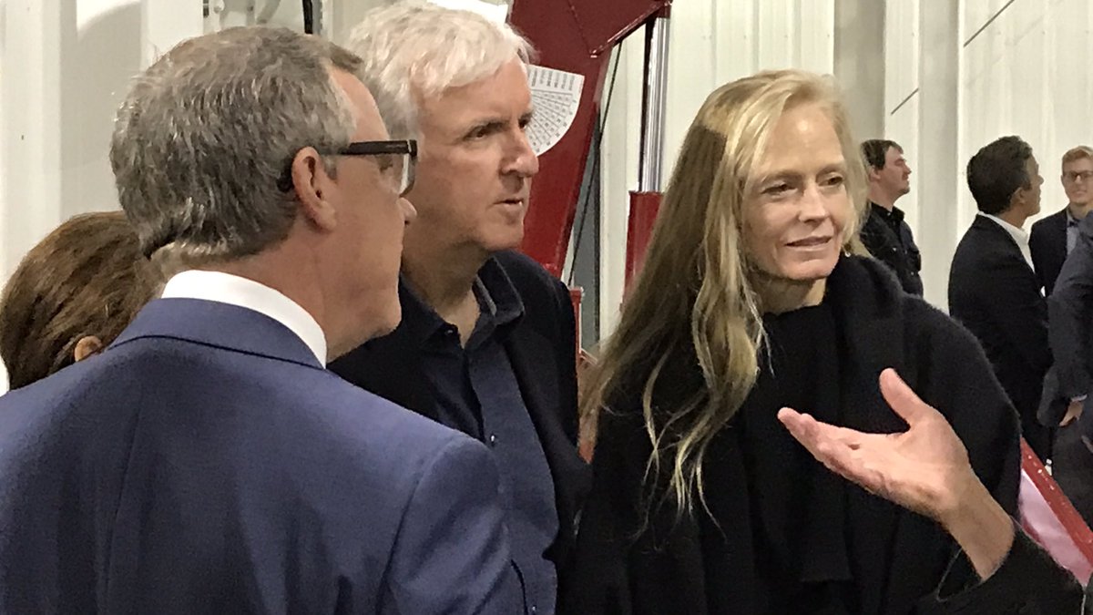 James Cameron &amp; wife Suzy Amis in #Vanscoy - They are partners in Verdient Foods Inc pulse food processing facility #sask #yxe <a href="/ctvsaskatoon/">CTV Saskatoon</a>