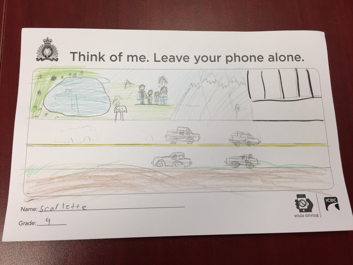 Squamishtown's tweet photo. Please leave your phone alone says #Squamish kids &amp; RCMP. Distracted drivers cause more deaths than impaired ones! #EyesFwdBC @icbc https://t.co/8u0FJq6KvP