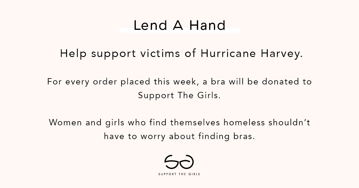 Wearlively's tweet photo. For every order placed this week, a bra will be donated to the girls and women who have been effected by Hurricane Harvey. https://t.co/TAjEmauGHF