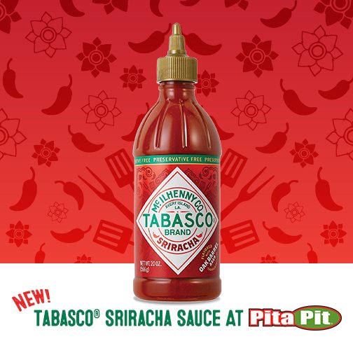 PitaPitCanada's tweet photo. We are excited to announce the launch of TABASCO® Sriracha Sauce — for a limited time only available at Pita Pit. #pitapitcanada https://t.co/lUvyAnoASn