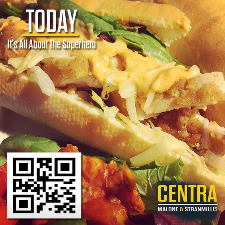 CentraStranmill's tweet photo. The Supehero all this week is only £2.50 when you use this QR Code at tills! https://t.co/APVwP2AJep
