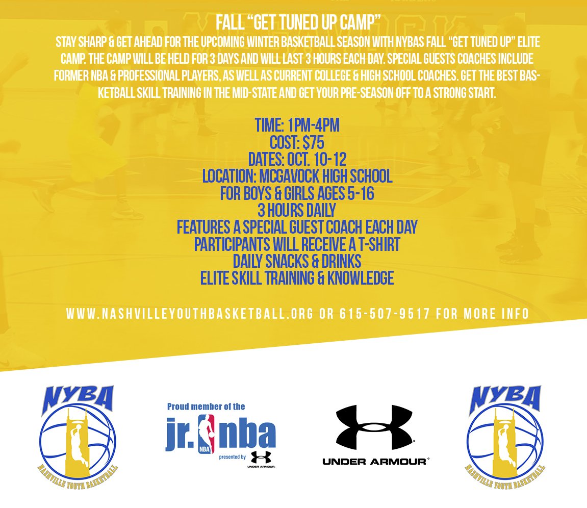 NYBABasketball's tweet photo. Fall Break Elite Training Camp in #Nashville Oct 10-12...Former NBA Pro &amp; College Players w/ Current College &amp; HS Coaches. #trainwiththebest https://t.co/dmbVxEUtVI