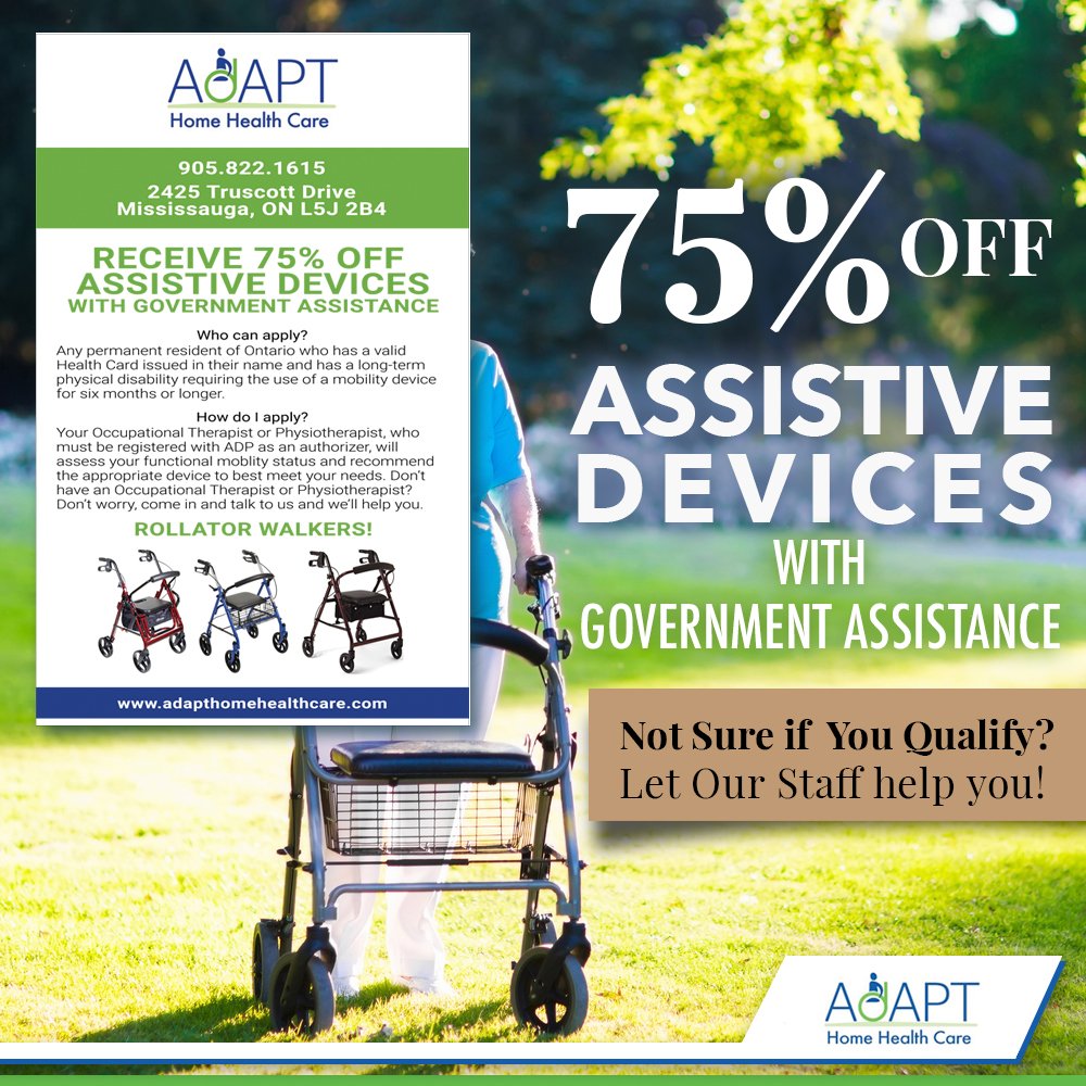 AdaptHomeHealth's tweet photo. Visit #AdaptHHC today to receive 75% off assistive devices with government assistance! Not sure if you qualify? Let our staff help you! https://t.co/BZUbUBGRDN