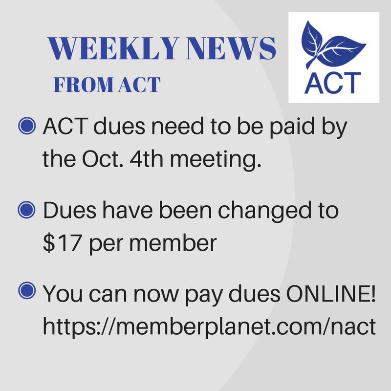 ACT_UNL's tweet photo. Check out our weekly news for updated info about dues! #UNLACT https://t.co/WIf8AQT4tU