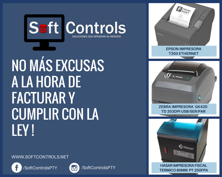 softcontrolsPTY's tweet photo. NO MÁS EXCUSAS A LA HORA DE FACTURAR Y CUMPLIR CON LA LEY: Impresoras Fiscales!   #sale #pty #507 #shop #business https://t.co/s0FPcpv2Pm https://t.co/ajAvMOCHOP