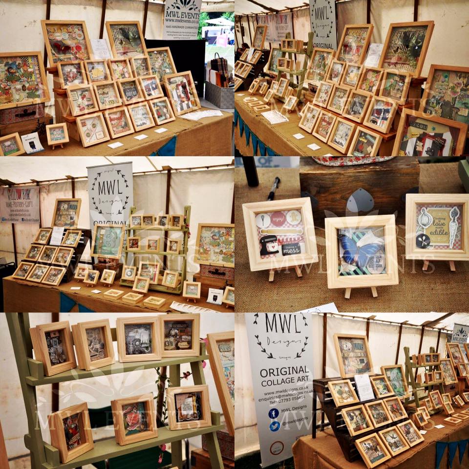 Great to have <a href="/MWLDesigns/">MWL Designs</a> back with us in the main hall with their brilliant framed mixed media collage artworks #PrestwichArtisanMarket