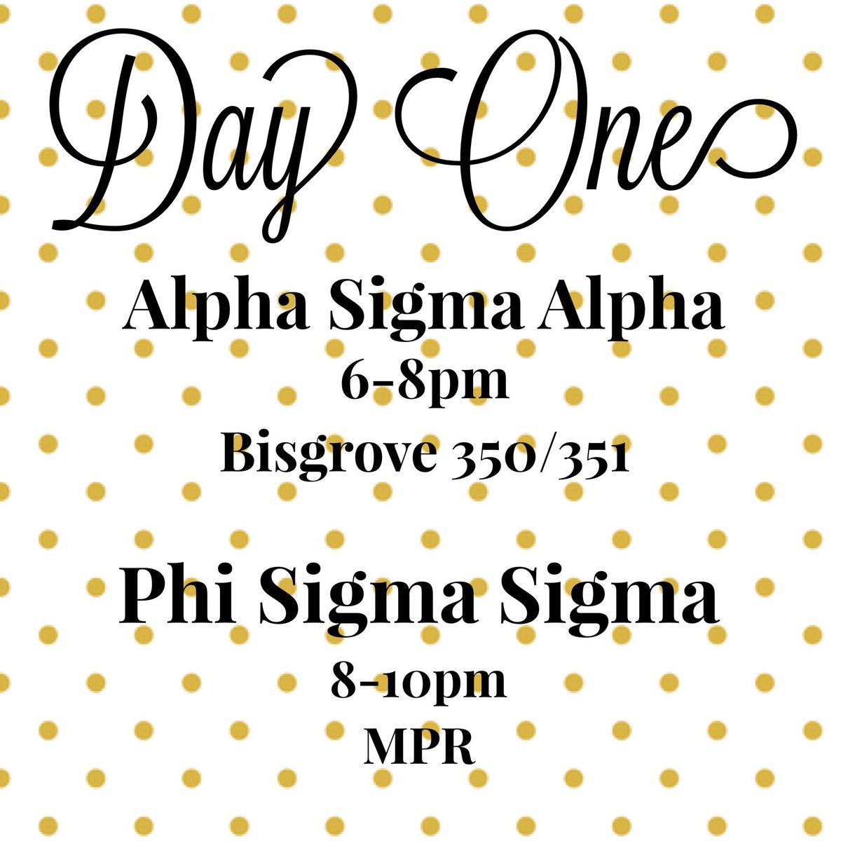 Recruitment is finally here!! Stop by tonight from 6-8pm in Bisgrove 350/351 for snacks and getting to know the sisters of ASA